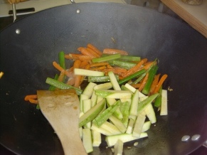 Now add the courgettes (koosa)... and give it a good stir... 