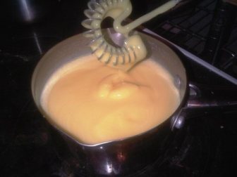 Add some vanilla and whisk on low heat until you get this custard consistency